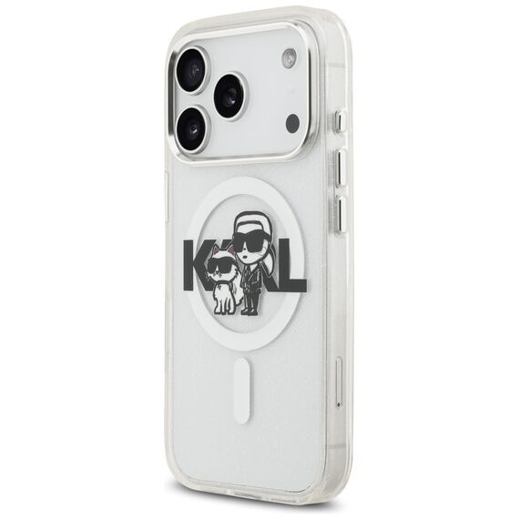 Karl Lagerfeld IML Glitter Karl &amp; Choupette Sketch Logo MagSafe Case for iPhone 17 Pro - Clear - Apple Cases - Cases - Techbox