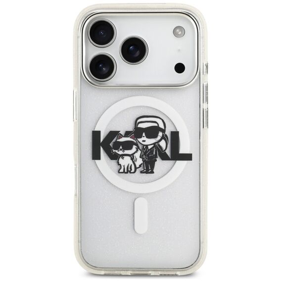 Karl Lagerfeld IML Glitter Karl &amp; Choupette Sketch Logo MagSafe Case for iPhone 17 Pro - Clear - Apple Cases - Cases - Techbox