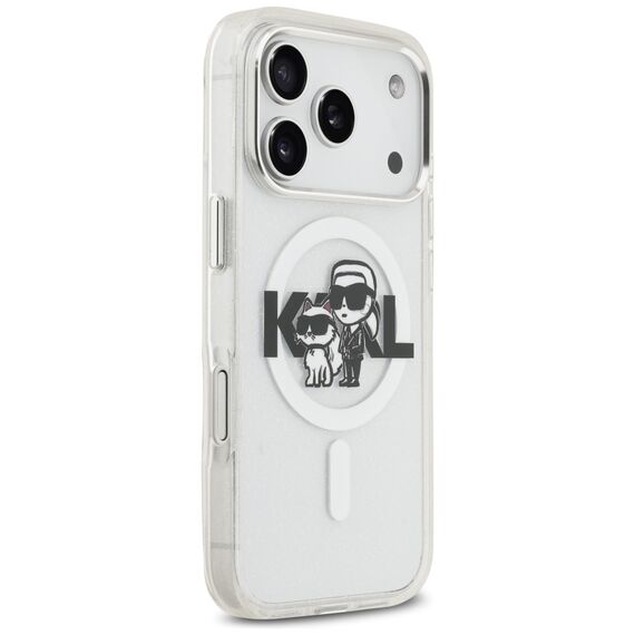 Karl Lagerfeld IML Glitter Karl &amp; Choupette Sketch Logo MagSafe Case for iPhone 17 Pro - Clear - Apple Cases - Cases - Techbox