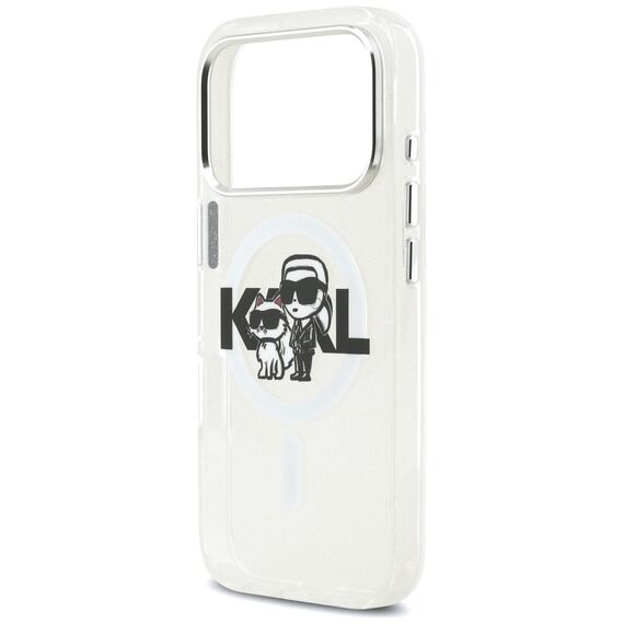 Karl Lagerfeld IML Glitter Karl &amp; Choupette Sketch Logo MagSafe Case for iPhone 17 Pro - Clear - Apple Cases - Cases - Techbox