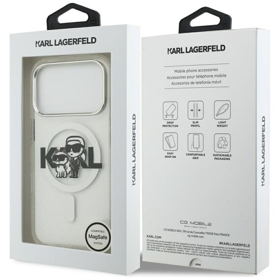 Karl Lagerfeld IML Glitter Karl &amp; Choupette Sketch Logo MagSafe Case for iPhone 17 Pro - Clear - Apple Cases - Cases - Techbox