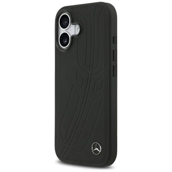 Mercedes Leather Large Laurel Leave MagSafe Case for iPhone 17 - Black | Techbox