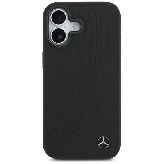Mercedes Leather Large Laurel Leave MagSafe Case for iPhone 17 - Black | Techbox