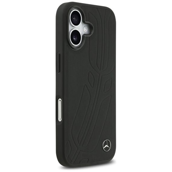 Mercedes Leather Large Laurel Leave MagSafe Case for iPhone 17 - Black | Techbox
