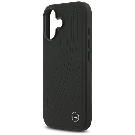 Mercedes Leather Large Laurel Leave MagSafe Case for iPhone 17 - Black | Techbox