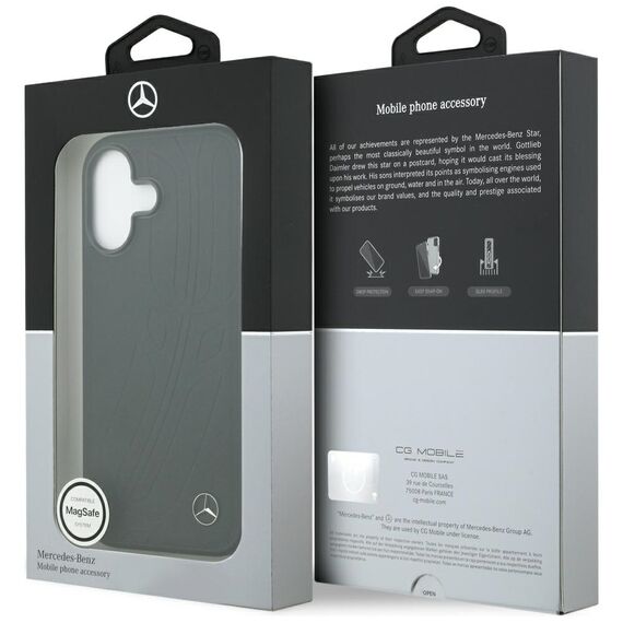 Mercedes Leather Large Laurel Leave MagSafe Case for iPhone 17 - Black | Techbox