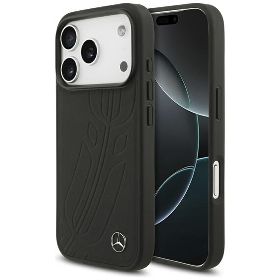 Mercedes Leather Large Laurel Leave MagSafe Case for iPhone 17 Pro - Black | Techbox