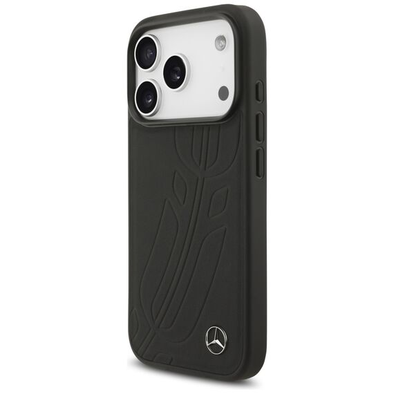 Mercedes Leather Large Laurel Leave MagSafe Case for iPhone 17 Pro - Black | Techbox