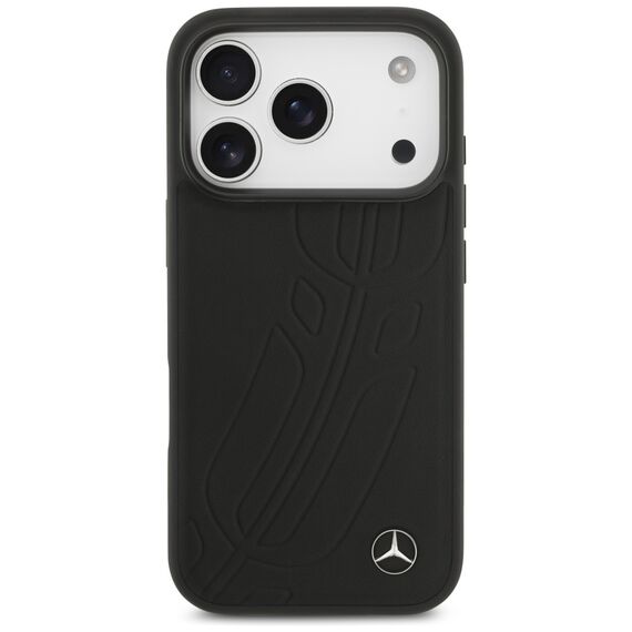 Mercedes Leather Large Laurel Leave MagSafe Case for iPhone 17 Pro - Black | Techbox