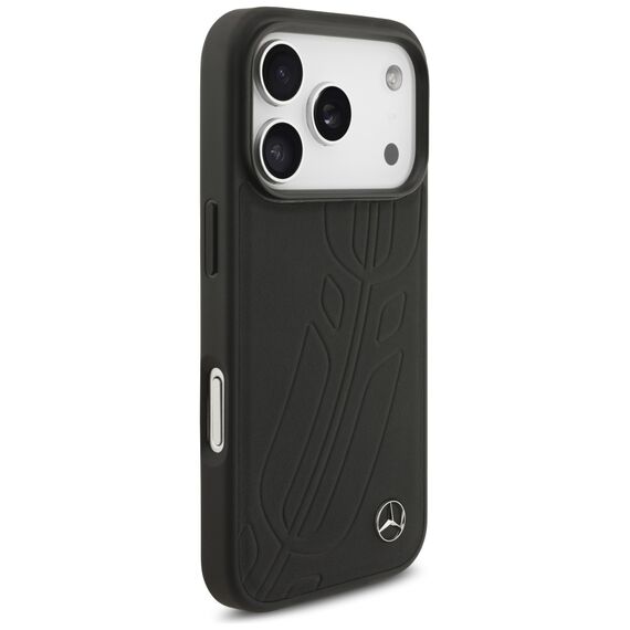 Mercedes Leather Large Laurel Leave MagSafe Case for iPhone 17 Pro - Black | Techbox