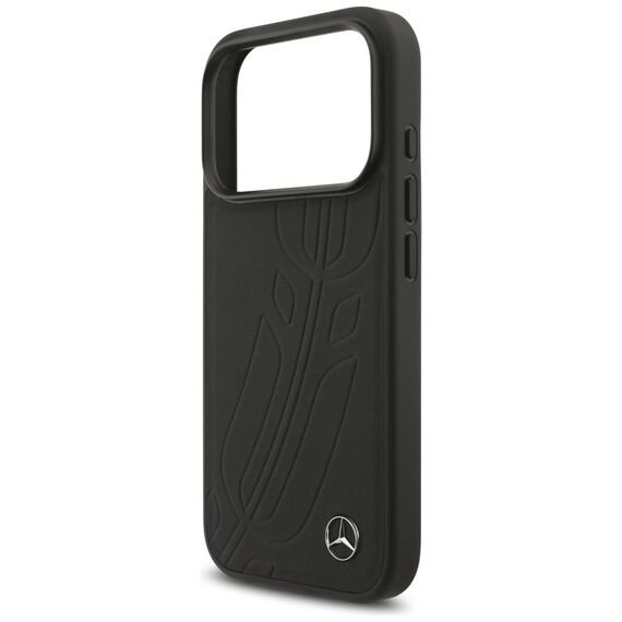 Mercedes Leather Large Laurel Leave MagSafe Case for iPhone 17 Pro - Black | Techbox