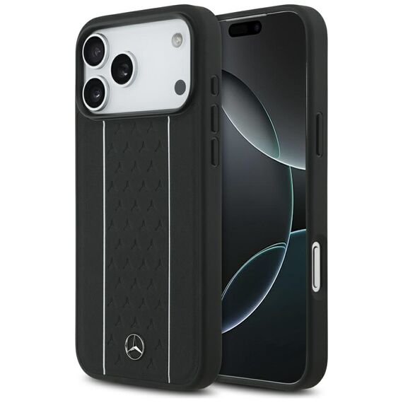 Mercedes Leather Star Pattern Stripes MagSafe Case for iPhone 17 Pro Max - Black - Apple Cases - Cases - Techbox