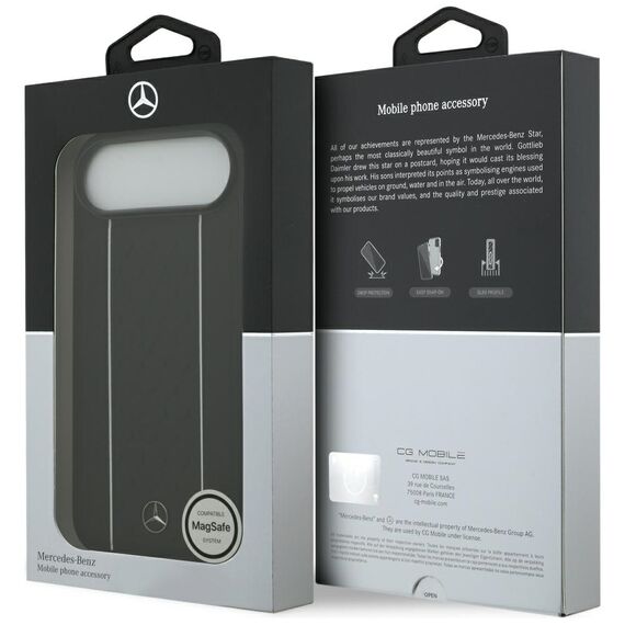 Mercedes Leather Star Pattern Stripes MagSafe case for iPhone Air - black | Techbox