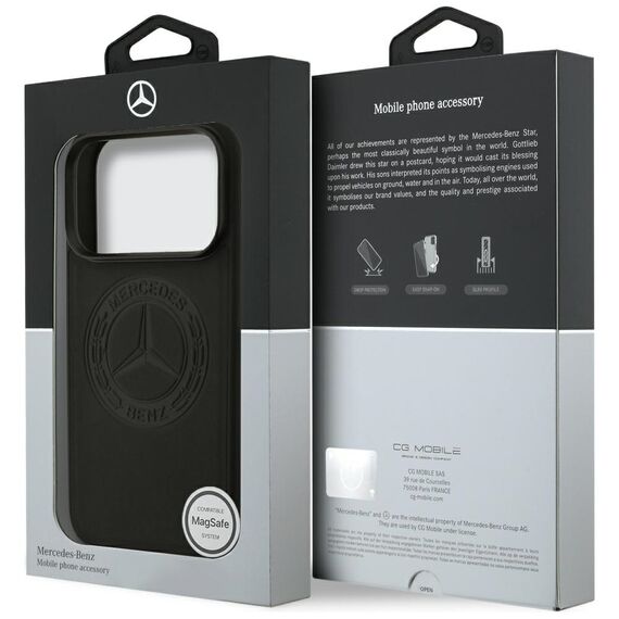 Mercedes Leather Vintage Logo MagSafe Case for iPhone 17 Pro - Black - Apple Cases - Cases - Techbox