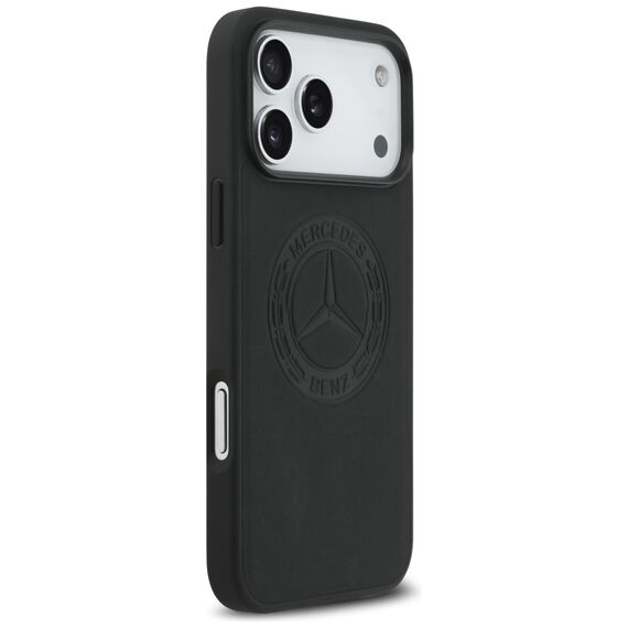 Mercedes Leather Vintage Logo MagSafe Case for iPhone 17 Pro Max - Black | Techbox