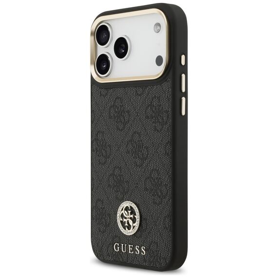 Guess 4G Srtass Logo &amp; Big Strap Metal Buttons MagSafe Case for iPhone 17 Pro Max - Black | Techbox