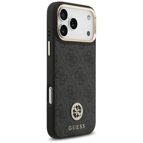 Guess 4G Srtass Logo &amp; Big Strap Metal Buttons MagSafe Case for iPhone 17 Pro Max - Black | Techbox