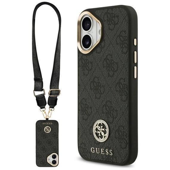 Guess 4G Strass Logo &amp; Big Strap Metal Buttons MagSafe Case for iPhone 17 - Black | Techbox