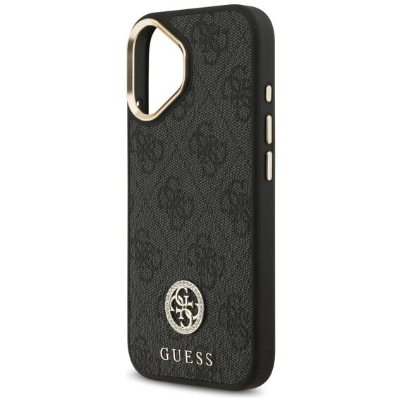 Guess 4G Strass Logo &amp; Big Strap Metal Buttons MagSafe Case for iPhone 17 - Black | Techbox