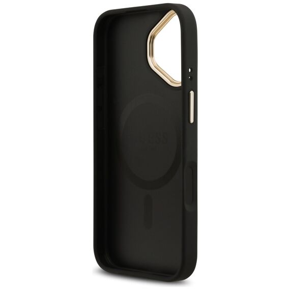 Guess 4G Strass Logo &amp; Big Strap Metal Buttons MagSafe Case for iPhone 17 - Black | Techbox