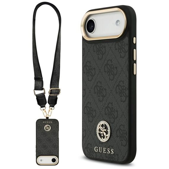 Guess 4G Strass Logo &amp; Big Strap Metal Buttons MagSafe Case for iPhone Air - Black - Apple Cases - Cases - Techbox