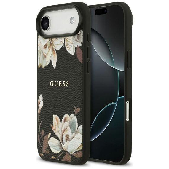 Guess Grained Flowers Classic Logo MagSafe case for iPhone Air - black - Apple Cases - Cases - Techbox