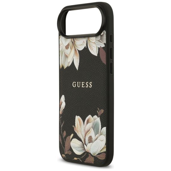 Guess Grained Flowers Classic Logo MagSafe case for iPhone Air - black - Apple Cases - Cases - Techbox