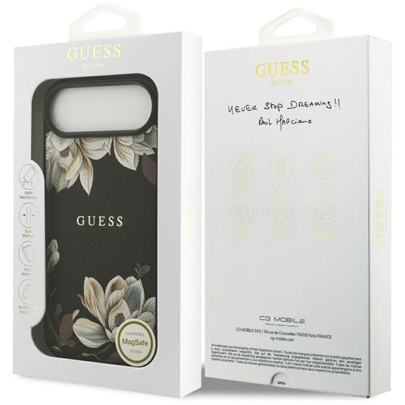 Guess Grained Flowers Classic Logo MagSafe case for iPhone Air - black - Apple Cases - Cases - Techbox