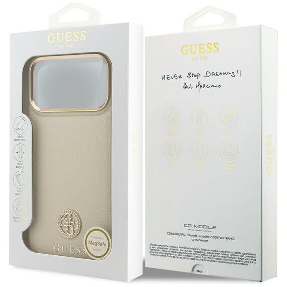 Guess Grained Strass Logo MagSafe case for iPhone 17 Pro Max - beige | Techbox