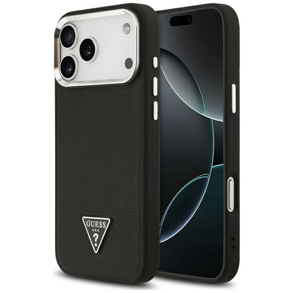 Guess Grained Triangle Logo MagSafe case for iPhone 17 Pro Max - black | Techbox