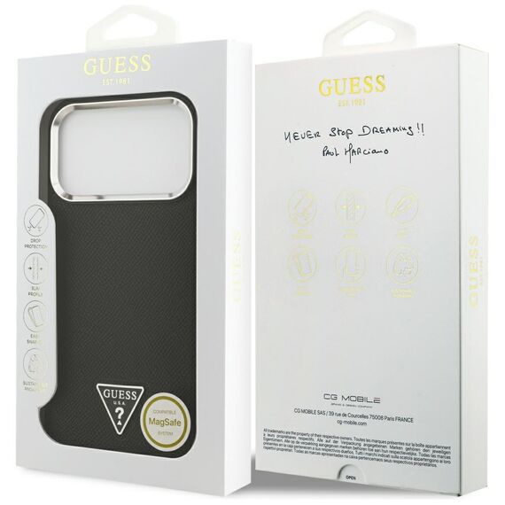 Guess Grained Triangle Logo MagSafe case for iPhone 17 Pro Max - black | Techbox