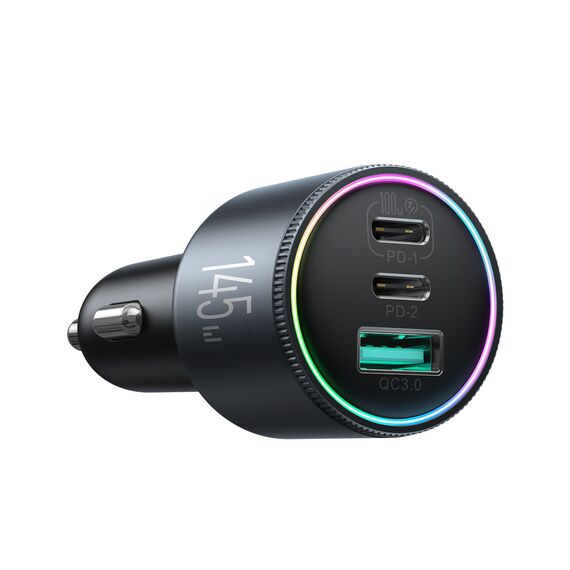 Joyroom JR-CCN07 145W Car Charger 2xUSB-C USB-A + 100W USB-C Cable - Dark Gray | Techbox