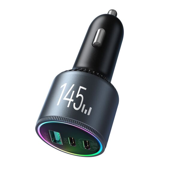 Joyroom JR-CCN07 145W Car Charger 2xUSB-C USB-A + 100W USB-C Cable - Dark Gray | Techbox