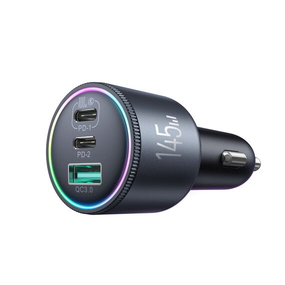 Joyroom JR-CCN07 145W Car Charger 2xUSB-C USB-A + 100W USB-C Cable - Dark Gray | Techbox