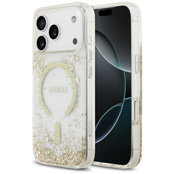 Guess Resin Bottom Glitter MagSafe Case for iPhone 17 Pro - Gold | Techbox