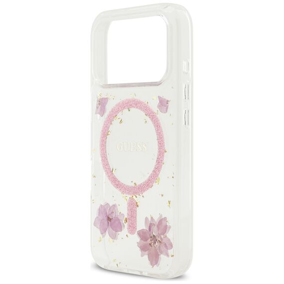 Guess Resin Flowers Glitter MagSafe Case for iPhone 17 Pro - Pink | Techbox