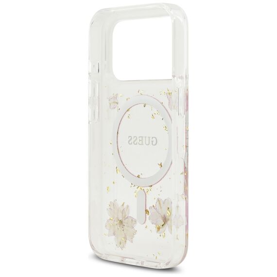 Guess Resin Flowers Glitter MagSafe Case for iPhone 17 Pro - Pink | Techbox