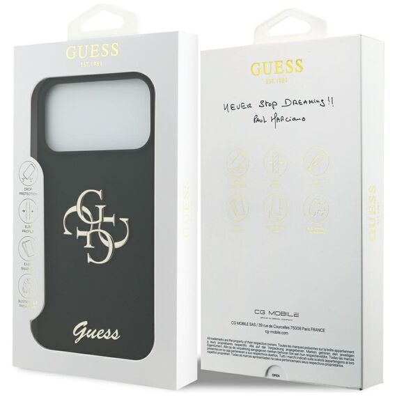 Guess Silicone Big 4G Script Case for iPhone 17 Pro Max - Black | Techbox