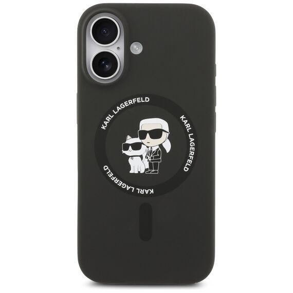 Karl Lagerfeld Silicone Karl&amp;Choupette Ring MagSafe Case for iPhone 17 - Black | Techbox