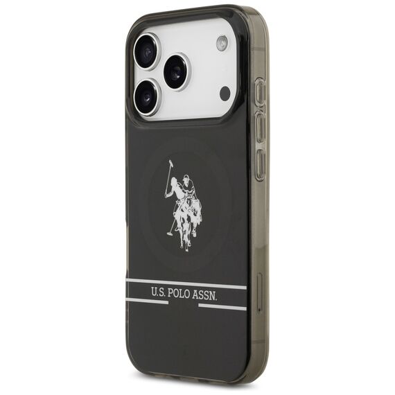 US Polo DH and Bottom Stripe Logo MagSafe Case for iPhone 17 Pro - Black | Techbox