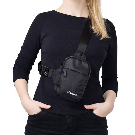 Mini saszetka na ramię Wozinsky WMS-W1 wodoodporna dwukomorowa na telefon unisex - czarna
