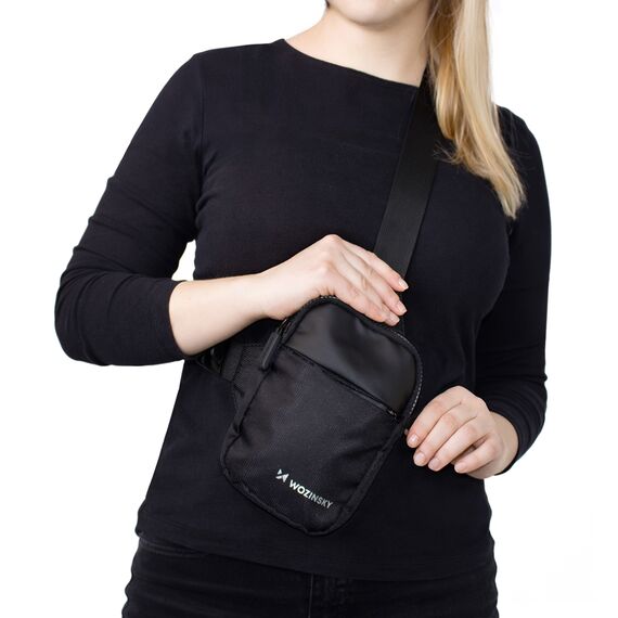 Mini saszetka na ramię Wozinsky WMS-W1 wodoodporna dwukomorowa na telefon unisex - czarna