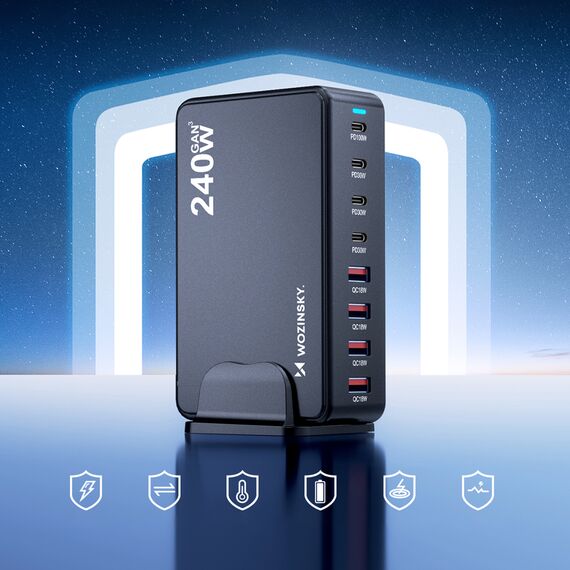 Wozinsky 240W GaN QC3 Charging Station - Black