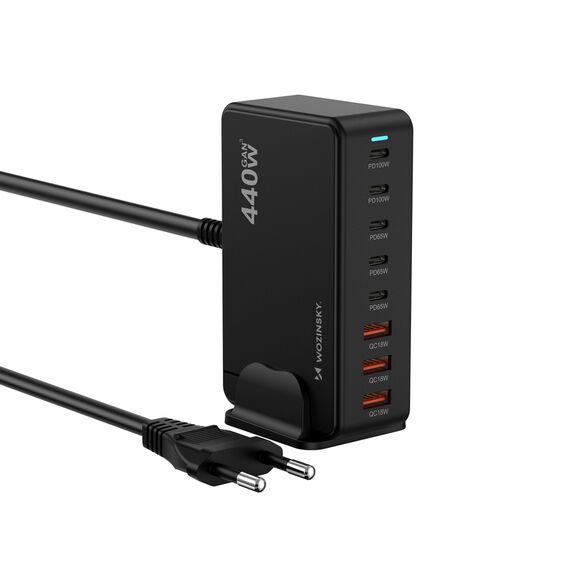 Wozinsky WSL-440 440W Gan QC3 Charging Station - Black