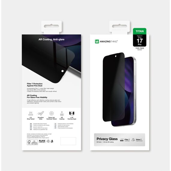 AmazingThing Titan Vision 7 Tempered Glass for iPhone 17 Pro Privacy | Techbox