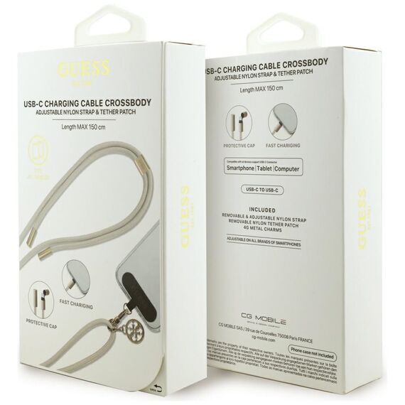 Guess CBDY 4G Charm USB-C / USB-C Cable 150cm - Beige