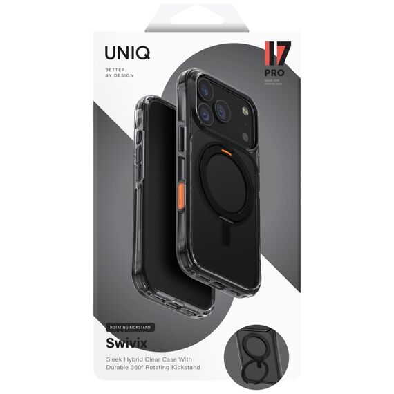 Uniq Swivix Rotating Kickstand 360 Case for iPhone 17 Pro - Black | Techbox