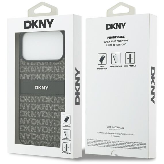 DKNY Repeat Texture Pattern with Tonal Stripe Case for iPhone 17 Pro Max - Black - Uncategorized Cases (2) - Cases - Techbox