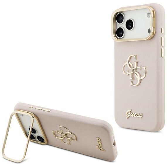 Guess Grained Big 4G &amp; Stand Camera Case for iPhone 17 Pro Max - Pink - Uncategorized Cases (2) - Cases - Techbox