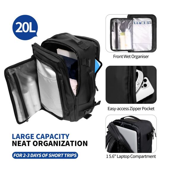 Tech-Protect Defender S50 Backpack for Ryanair &amp; Wizzar, 20L Laptop - Black | Techbox